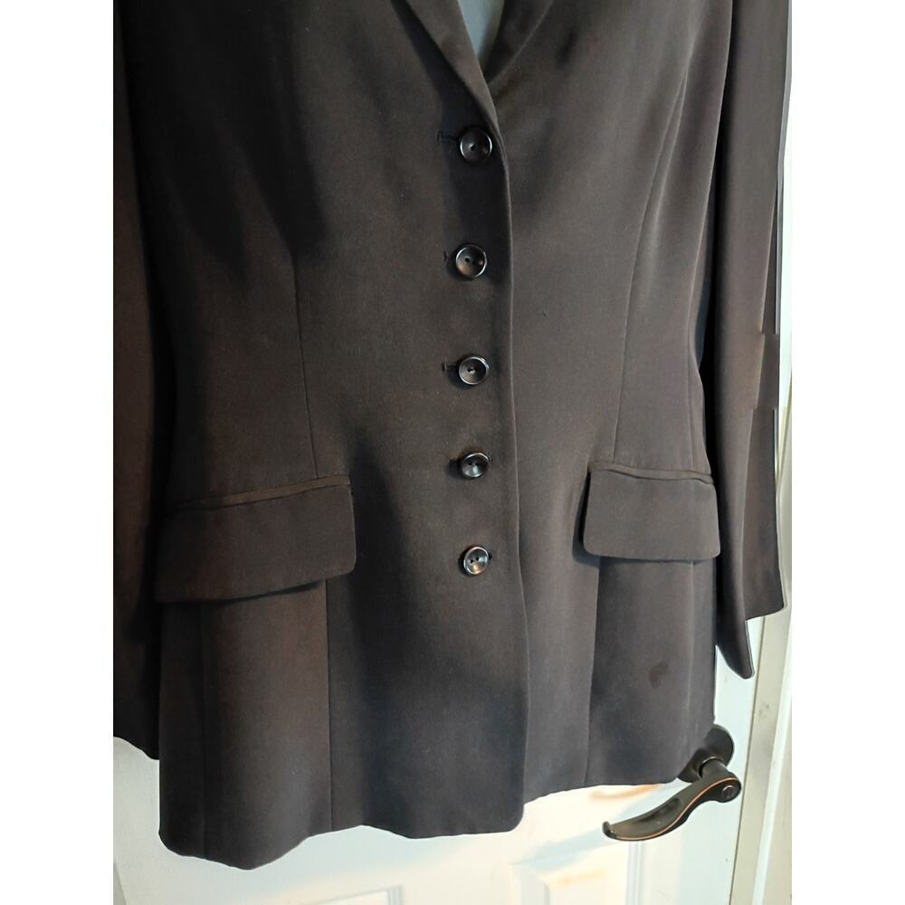 Due Per Due Blazer Black 100% Silk Sz 4 Classic Money - Picture 3 of 6